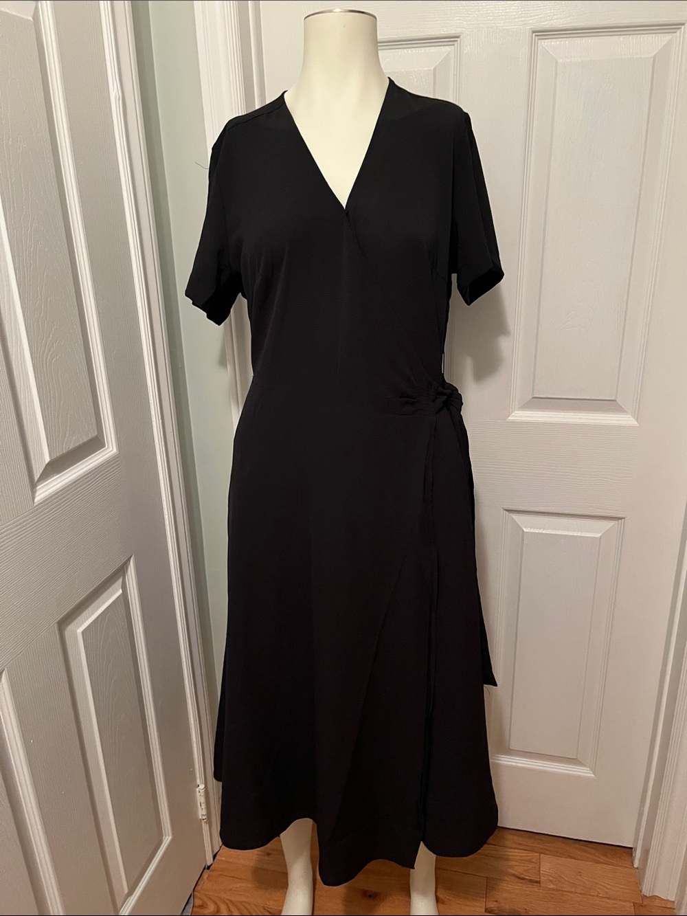 French Connection Black Wrap-Style Midi Dress